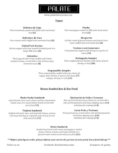 Palate Restaurant Latin Inspired Cuisine & Bar