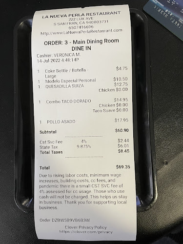 Opinii despre La Nueva Perla în South San Francisco - Hospitality and gastronomy