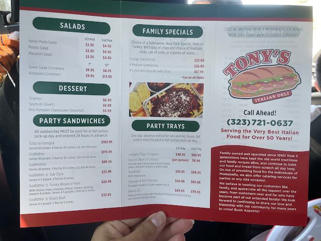 Opinii despre Tony's Italian Deli în Montebello - Hospitality and gastronomy